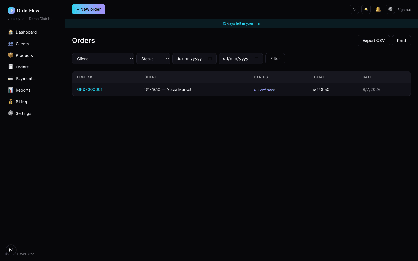 Orderflow live screenshot